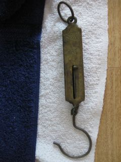 Antique EXTERNAL SPRING FISH SCALE metal weigh sport PS & WC