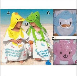 1x Cartoon Kids Hooded Animals Beach Bath Towel Bathrobes 4 option