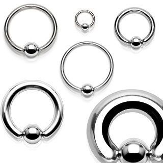 SURGICAL STEEL 16G 14G 12G 10G 1/4   5/8 HOOP CAPTIVE BEAD RING