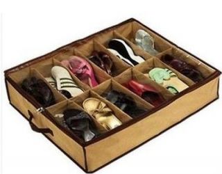 12Pairs Bag Box Intake Shoe Organizer Holder Under Bed/Closet Storage