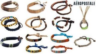 AEROPOSTALE Mens Wristband Leather Cloth Hemp Bracelet, Necklace