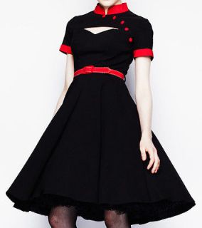 Hell Bunny 50s Swing Poesy Red Dress Pinup Rockabilly Formal Retro