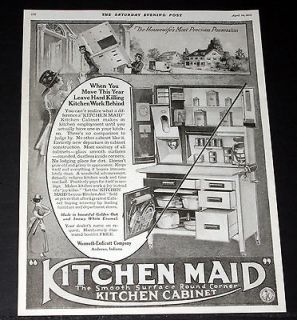 1919 OLD MAGAZINE PRINT AD, KITCHEN MAID, THE SMOOTH SURFACE KITCHEN