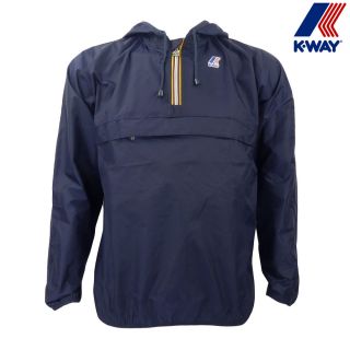 Brand New Mens K Way Navy Leon Classic Half Zip Waterproof Jacket
