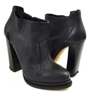 Alexander Wang Black Leather Ankle Boots Heels Shoes 36