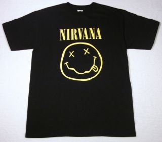 NIRVANA Smiley Face Tour T shirt Kurt Cobain Rock Tee S