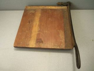 Vintage Antique 11 Inch Paper Cutter Unknown Maker Wood and Iron Very