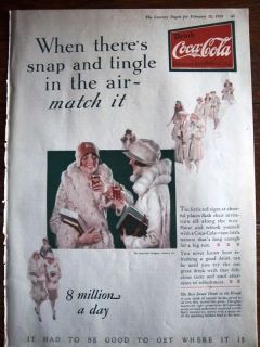 1928 Coca Cola Girls White Coats Hats Ad