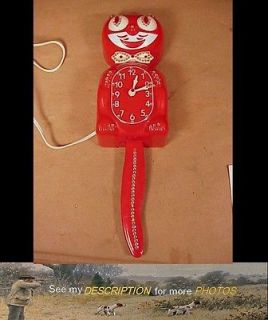 1984 Kit Kat Wall Clock California Clock Co Cherry Red w/ Rhinestones