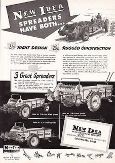 1952 New Idea Farm Equipment Coldwater OH Ad Spreader Models 10 A 12