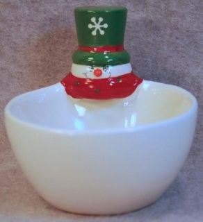 TII COLLECTIONS SNOWMAN CHRISTMAS DIP SERVING BOWL   FREE US SHIPPING