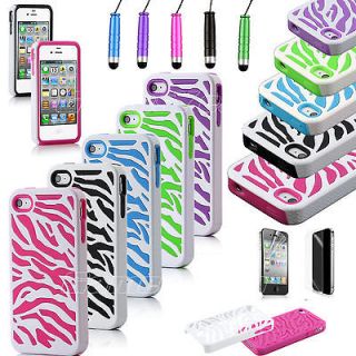 Impact Combo Hard Rubber Case For IPHONE 4 4G 4S w/ Stylus Protectors