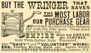 1891 Ad Empire Wringer Washing Machine Dryer Antique Household Chores