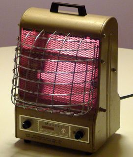 ELECTRIC SPACE HEATER FAN MACHINE AGE DECO STYLE w/ GLOWING COILS