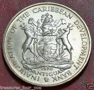 Antigua 4 Dollars UNC PROOF 1970 Coin FAO Banana Sugar Cane Caribbean