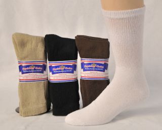 Diabetic Socks Multi Color Pack, White, Tan, Black, Brown (12 Pair