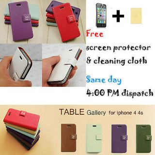 Ultra Thin Table Talk Flip PU Leather Case Cover Wallet For iPhone 4
