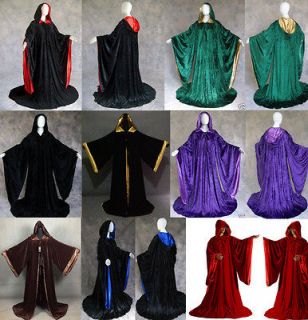 Black Cape Hooded Cloak Wizard Robes Costumes witchery