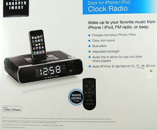 A201 THE SHARPER IMAGE Clock Radio, Dual Alarm and Dock for Phone