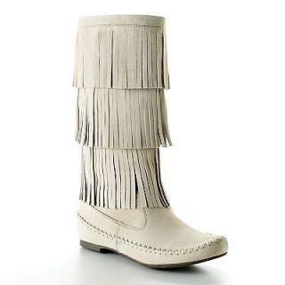 NEW LAUREN CONRAD OFF WHITE FRINGED BOOTS SIZE 8