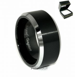 Tungsten Carbide Ring Black Comfort Fit Wedding Band Jewelry Free Gift