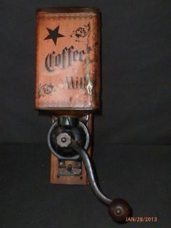 Antique Tin and Cast Iron Red Coffee Grinder