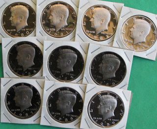 PROOF Kennedy Half Dollar Coin Collection 10 Coins US Mint Set Lot