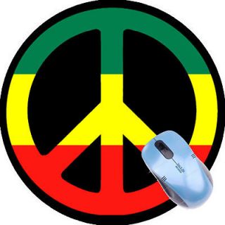 PEACE SIGN RASTA FLAG ROUND MOUSE PAD NEW COOL FUN