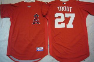 Angels MIKE TROUT TEAM ISSUED Authentic Cool Base BP Jersey RED