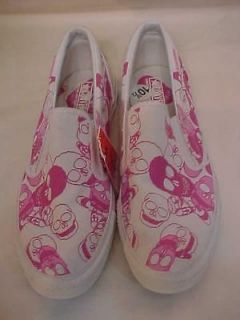 new CONVERSE ALL STAR pink SKULL slip on board shoes W 10.5 M 9