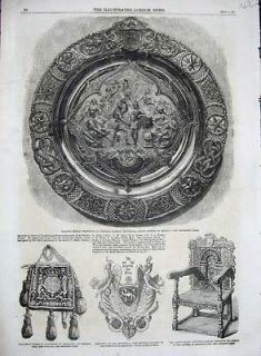 Antique Print of 1862 Masonic Shield Ramsay Bengal Purse Chair Corby