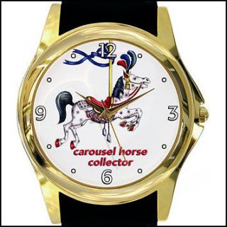 CAROUSEL HORSE COLLECTOR GOLD OR SILVER LARGE WATCH H07