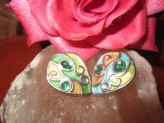 GIVENCHY Paris New York vintage colorful enamel clip on earrings