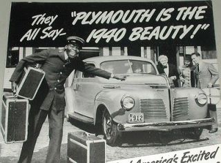 1940 Plymouth advertisement, Plymouth coupe, Black porter