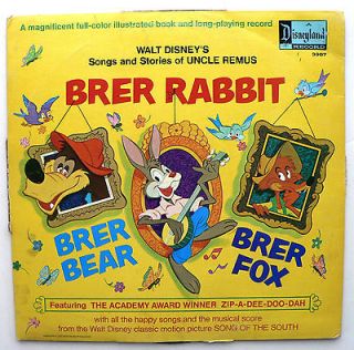 Walt Disneys Brer Rabbit LP Record and Book, Songs & Stories from