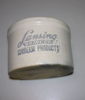 Vintage Butter Crock Lansing Dairy Sunbeam Products Michigan Cream