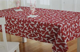 Valentines Day White Red Jacquard Hearts Tablecloth Oblong 60X84