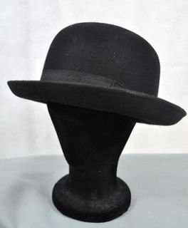 VINTAGE Style Black Felt Bowler Hat BNWT/NEW 100% Wool Derby Hat Men S