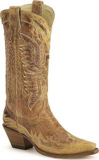 Womens Vintage Handmade Corral Eagle Boot in Distressed Brown Leather