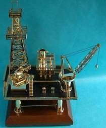 Offshore Well Rig Drilling Platform Model Derrick w bit keychain oil
