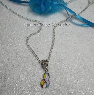 Autism Aspergers Awareness puzzle piece ribbon charm necklace silver