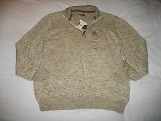 New Mens Sz XXL 2XL Covington 1/2 Zip Beige Marled Sweater