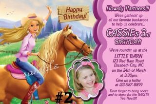 Cowgirl Western Custom Birthday Party Invitation You Print Photo