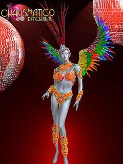 CHARISMATICO Samba Styled Bright Orange Phoenix Carnival Costume
