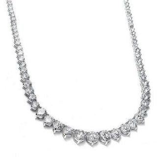 531n Graduated Cubic Zirconia Tennis Wedding Necklace Silver Rhodium