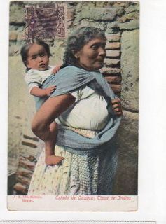 Oaxaca Indian Woman Caring a Baby Costumes Types OLD POSTCARD TH009