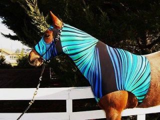 BLUE SPINNER HORSE HOOD WITH MATCHING TAIL BAG * LOTS OF STRETCH