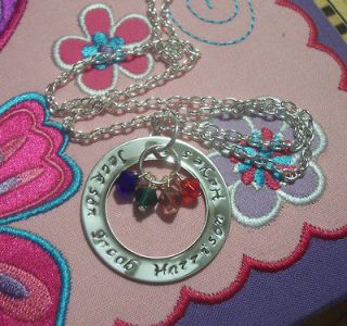 Custom Made Hand Stamped Mothers Birthstone Necklace Mom Pendant