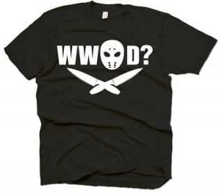What Would Jason Do? WWJD Friday The 13th Horror Scary Movie Black T
