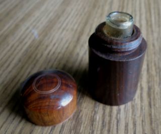 NICE ROSEWOOD TRAVELING INKWELL with SPRING LOADED BOTTLE   19th C